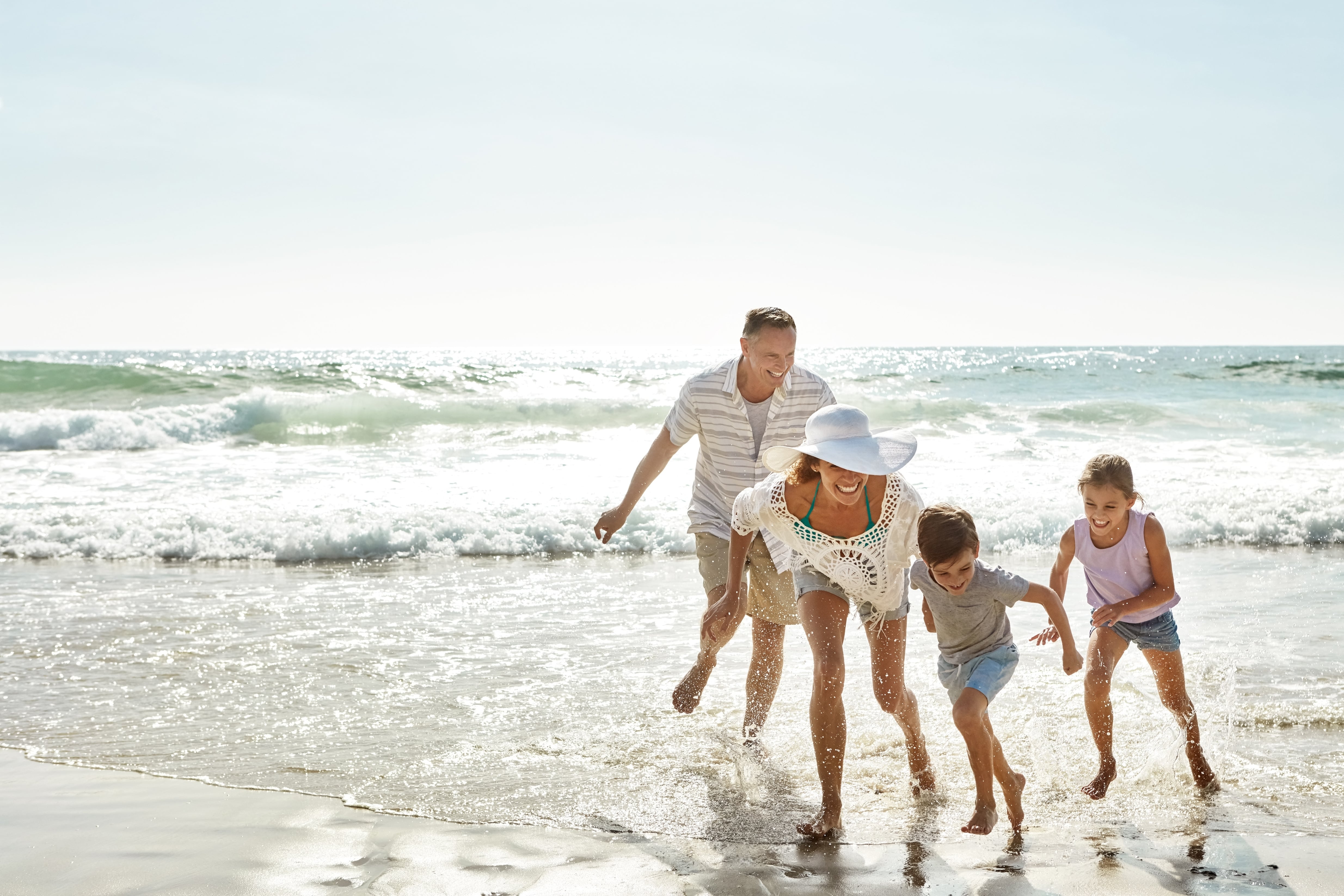 family on beach